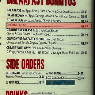 menu