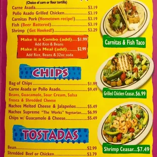 Menu as of November, 2015