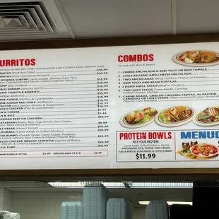 a menu for burritos