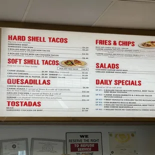 menu