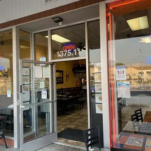 the entrance to the restaurant