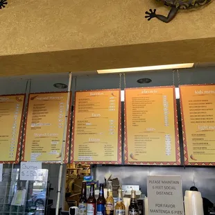 menus on the wall