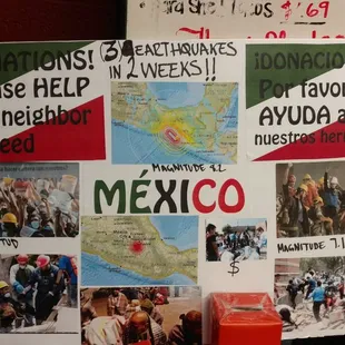 10/2017- drop off box for donations for Mexico earthquake relief