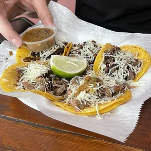 Tacos with different assortments of meat