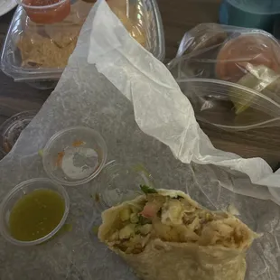 Veggie Supreme Burrito, all the salsas!