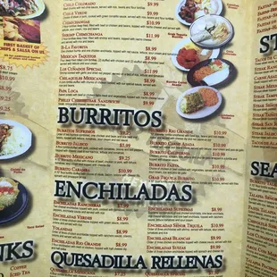 a menu for a mexican restaurant