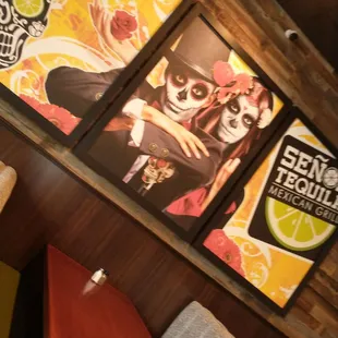 Signage in the restaurant.