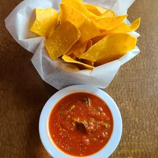 Complimentary chips and salsa