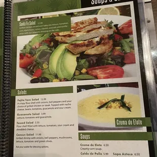 Soup Salad menu, Senor Tequila Mexican restaurant, Westchase, Tampa