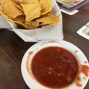 Complimentary tortilla chips and salsa