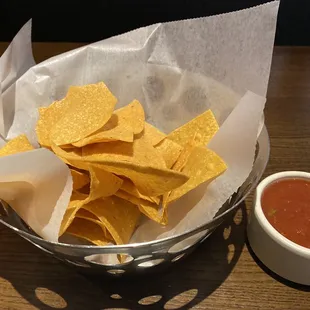 Chips and salsa: first two baskets are free-$2 for each additional basket