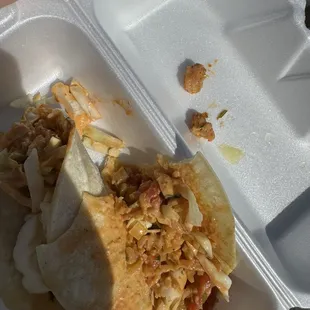 The two pieces of Shinto that were in ONE taco. The rest was rice.