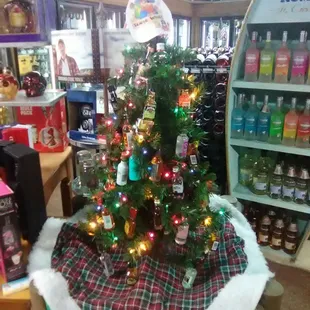 a christmas tree in a store
