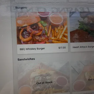 $17 for the BBQ Whiskey Burger which shows fries but doesn&apos;t add them even when there&apos;s an extra $4 added on