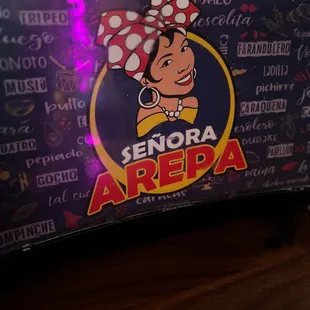 a close up of a sign