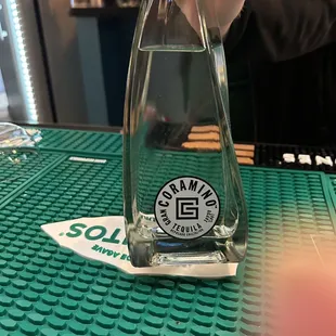 a hand holding a bottle of water