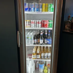 a refrigerator full of drinks