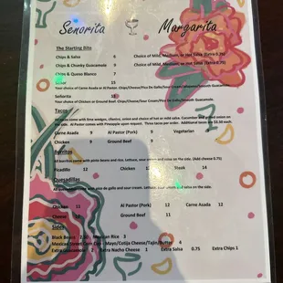 menu