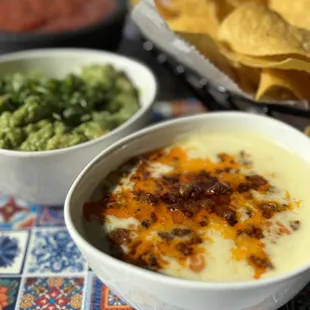 Queso Fundido (Chorizo) and Guacamole!