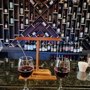 two glasses of red wine