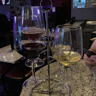 glasses of wine on a table