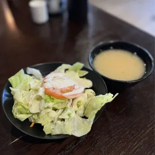 Salad and miso soup