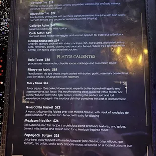 Food menu