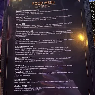 Food menu