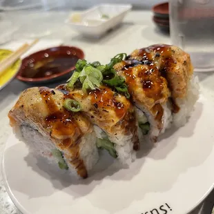 a plate of sushi