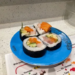 a plate of sushi