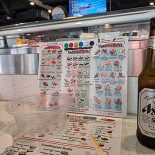 sushi and sashimi, menu