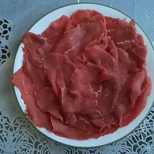 Sliced Beef. This grocery market will slice thinly when requested.