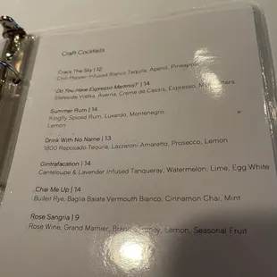 menu