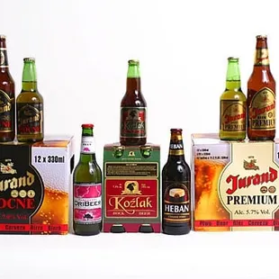 a variety of beer bottles