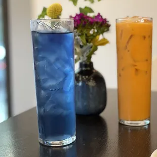 Butterfly pea flower tea. Thai Iced Tea