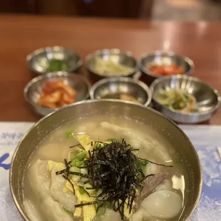 a bowl of soup on a table