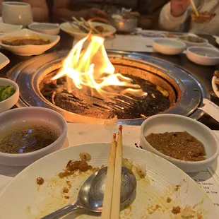 a table with a lot of food on it