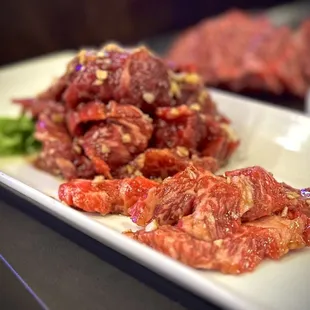 Marinated galbi pieces