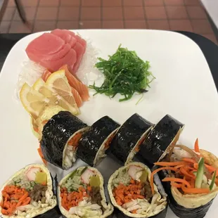 Sashimi combo with keto gimbap