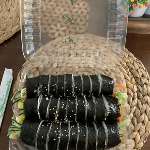 Spicy pork gimbap, bulgogi gimbap and Seoul 1979 gimbap