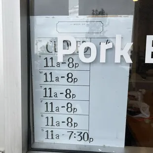 Hours 5/18/24. Closed on Mondays.