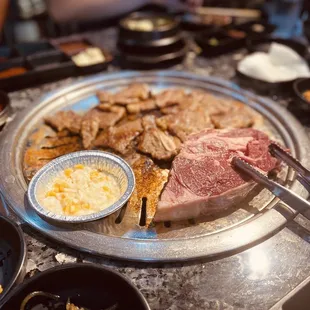 a variety of food items on a table