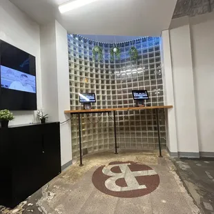 the lobby area of the building