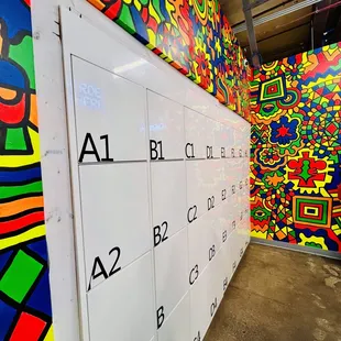 a colorful wall with numbers