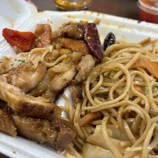 Teriyaki chicken and kung pao chicken