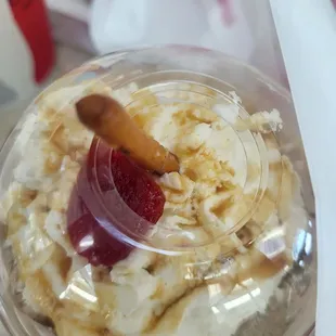 a dessert in a plastic container