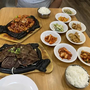 Spicy chicken bulgogi and LA Kalbi