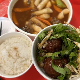 #5 Bulgogi Tteokbokki, Spicy Pork Meatballs