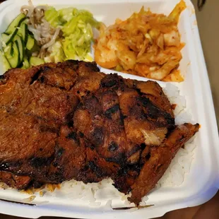 #2 Combo spicy pork, and spicy chicken.