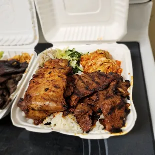 #2 combo w/spicy chicken &amp; spicy pork...